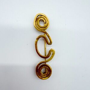 Vintage MMA Museum Modernist Spiral Brooch Gold Tone Abstract Pin